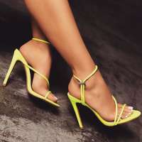 Candy Color Summer Wholesale Sexy Ladies Dress Shoes Rhinestone Women Sandals High Heels for Party Club