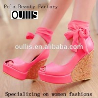 wedge high heel shoes colorful designs shining CP6525