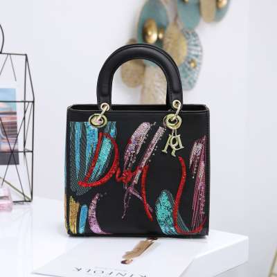 2020 sequin embroidery PU bag portable diagonal bag European and American ladies bags